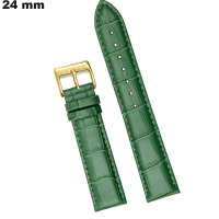 Armband 24 mm Groen Echt Leer Horloge - Verzending binnen 24 uur