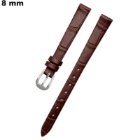 Armband horloge Echt leer 8 mm Bruin / Premium Kwaliteit