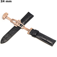 Armband 24mm für Uhr Schwarz Echtes Leder: Versandkosten 3,99€