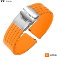 Pulseira para relógio de silicone Xiaomi 22mm laranja de qualidade