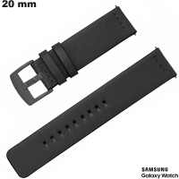 Verkauf echtes schwarzes Lederarmband 20mm für Samsung-Uhr