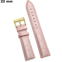 Echte Leren Horlogeband 22mm Roze: Gratis Verzending