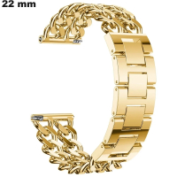 Bracelete Duplo Dourado de Relógio Aço Inox 22mm - Envio em 24h