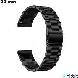 Pulseira Preta Resistente 22mm Aço Inoxidável FitBit