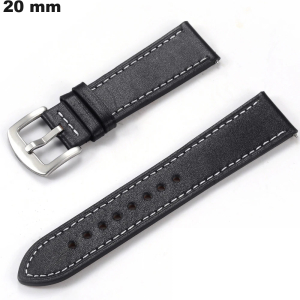 Pulsera Negra 20mm de cuero auténtico para reloj | Envío en 24h