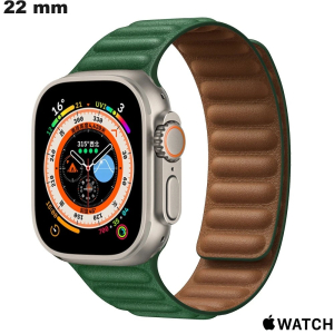 Armband Apple Watch smartwatch Lederen 22mm Groen | Gratis Levering Armband Apple Watch smartwatch Lederen 22mm Groen | Gratis Levering