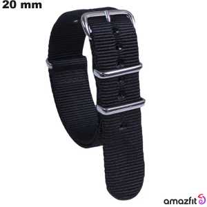 Bracelete Amazfit Nylon 20 mm Preto de smartwatch ● Expedição 24h