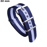 Armband Blau 22 mm für Uhr Stoff: Versand in 24h