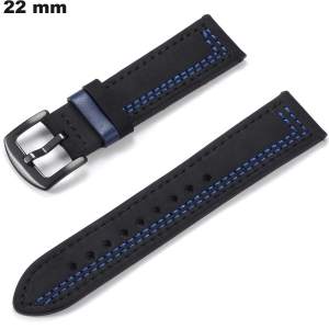 Bracelet 22 mm Noir de montre Cuir véritable