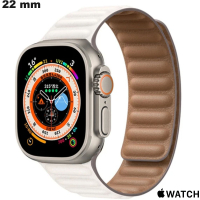 Armband Wit Lederen 22 mm voor Apple Watch | Snelle Verzending