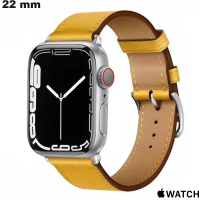 Armband Apple Watch 22 mm elegant Geel Leer kwaliteitsuurwerk