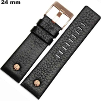 Pulsera de Cuero Verdadero Negra 24mm reloj | Envío Rápido