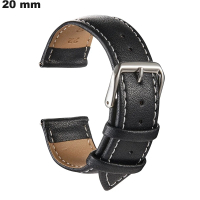 Venta de pulsera de reloj atemporal de cuero auténtico de 20mm en negro
