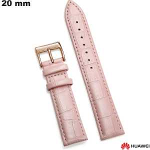 Koop Echt Leer Armband Huawei Horloge 20 mm Roze Koop Echt Leer Armband Huawei Horloge 20 mm Roze