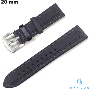 Bracciale Haylou 20mm per orologio in vera pelle nera di qualità
