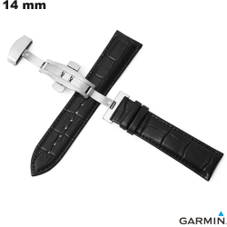 Bracelet montre Cuir véritable 14 mm Noir Garmin