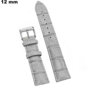 Bracelete para relógio 12mm Couro verdadeiro Cinza # Envio em 24h