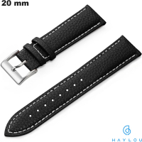 Acheter Bracelet Haylou 20mm de smartwatch Cuir véritable Noir