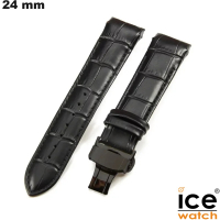 Verkauf 24mm Armband für Uhr Schwarz Echtes Leder Ice Watch