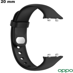 Bracelet Noir pour montre 20mm Caoutchouc Oppo