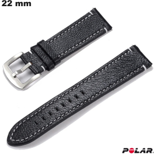 Armbanduhr kaufen 22mm Polar Schwarz echtes Leder
