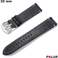Armbanduhr kaufen 22mm Polar Schwarz echtes Leder