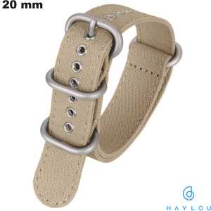 Bracciale 20mm Zulu militare Tessuto Haylou orologio Beige di qualità