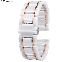 Bracelete de relógio Cerâmica 17 mm Branco # Qualidade Premium