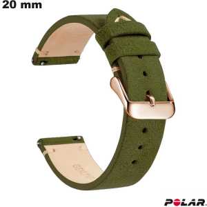 Vente Bracelet 20 mm Cuir véritable Polar Vert de montre
