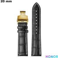 Bracelete 20mm Preto Couro verdadeiro de qualidade para relógio Honor