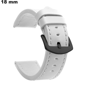 Uhrenarmband aus weißem PU-Leder 18mm # Kostenloser Versand ab 20€