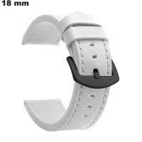 Uhrenarmband aus weißem PU-Leder 18mm # Kostenloser Versand ab 20€