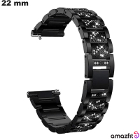 Bracciale 22 mm strass Amazfit Nero in metallo di qualità per smartwatch