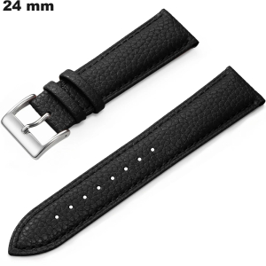 Bracelet Noir Cuir véritable 24 mm pour montre