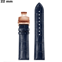 Verkauf elegante 22 mm Uhrenarmband echtes Leder Blau