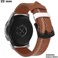 Acheter Bracelet Marron Cuir véritable montre Samsung 22mm