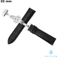 Acheter Bracelet Noir Haylou Cuir véritable Style croco 22mm