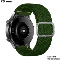 Pulseira de Nylon 20 mm extensível para relógio Verde Samsung