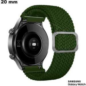 Bracelete de Nylon 20 mm extensível para relógio Verde Samsung de qualidade