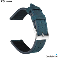 Armband 20mm Echte leer van smartwatch Garmin Blauwe kwaliteit