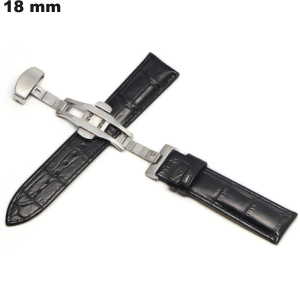 Pulsera de 18 mm Negra de reloj de Cuero auténtico: Envío Rápido