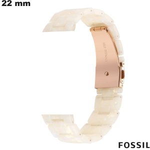 Bracelet montre connectée Blanc Fossil 22mm Résine de qualité