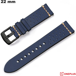 Bracciale 22mm OnePlus per smartwatch in vera pelle blu di qualità