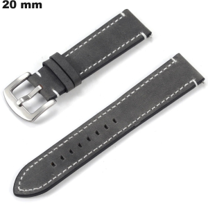 Pulsera para reloj Gris 20mm Cuero genuino # Envío gratis