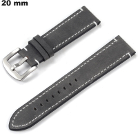 Pulsera para reloj Gris 20mm Cuero genuino # Envío gratis
