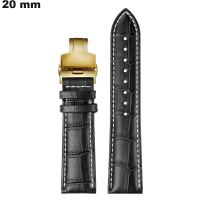 Armband für Uhr 20mm Schwarz Premium Echtes Leder günstig