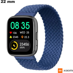 Bracelet tressé 22mm Nylon Xiaomi pour montre Bleu