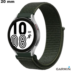 Bracelet Velcro montre Tissu 20mm Vert Garmin