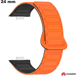 Bracelet montre 24 mm Huawei Orange Silicone aimant