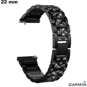 Verkauf des schwarzen Garmin Smartwatch-Armbands aus Metall mit Strass 22 mm Verkauf des schwarzen Garmin Smartwatch-Armbands aus Metall mit Strass 22 mm